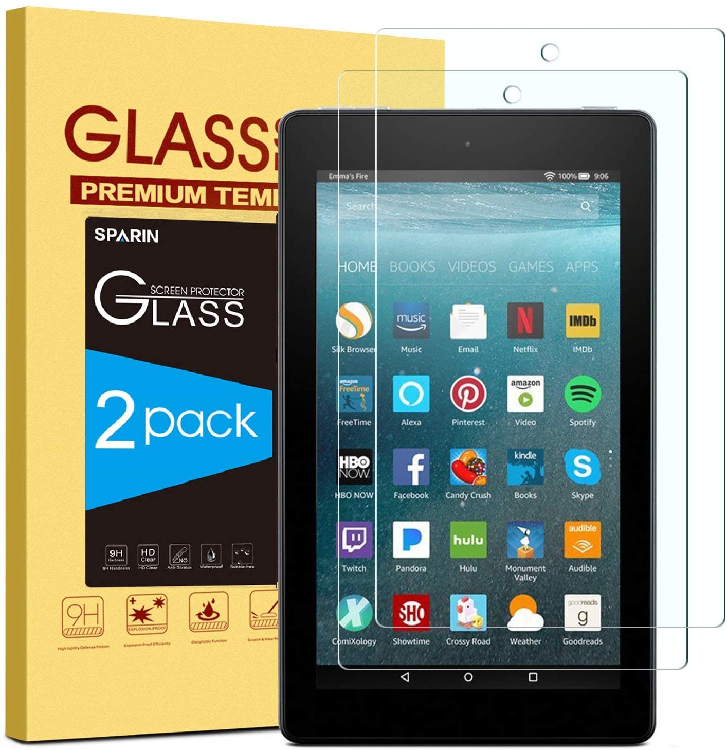 2 Pack] Tempered Glass Screen Protector for  Kindle Fire 7