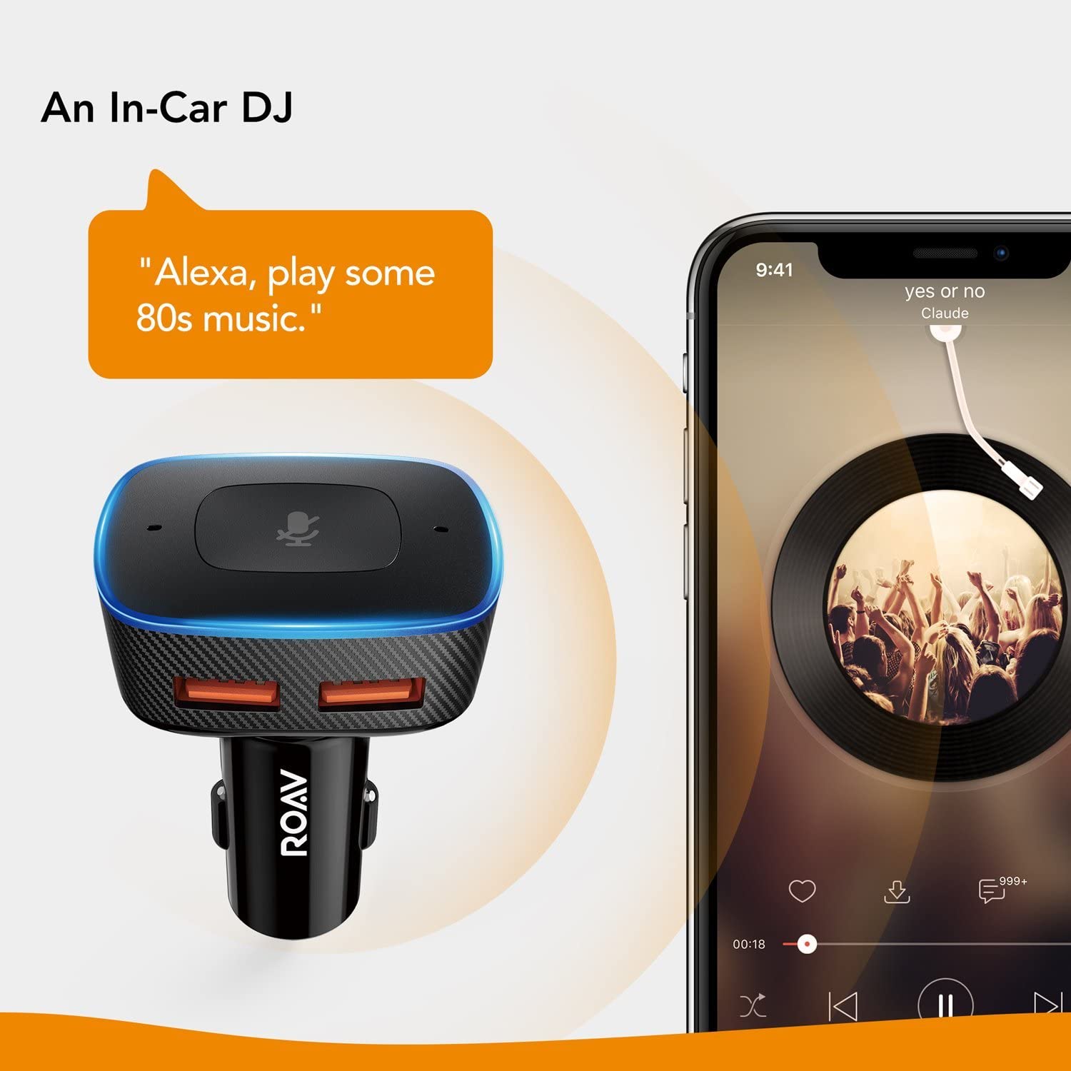 Roav VIVA with Car Mount by Anker Alexa-Enabled 2-Port USB Car Charger