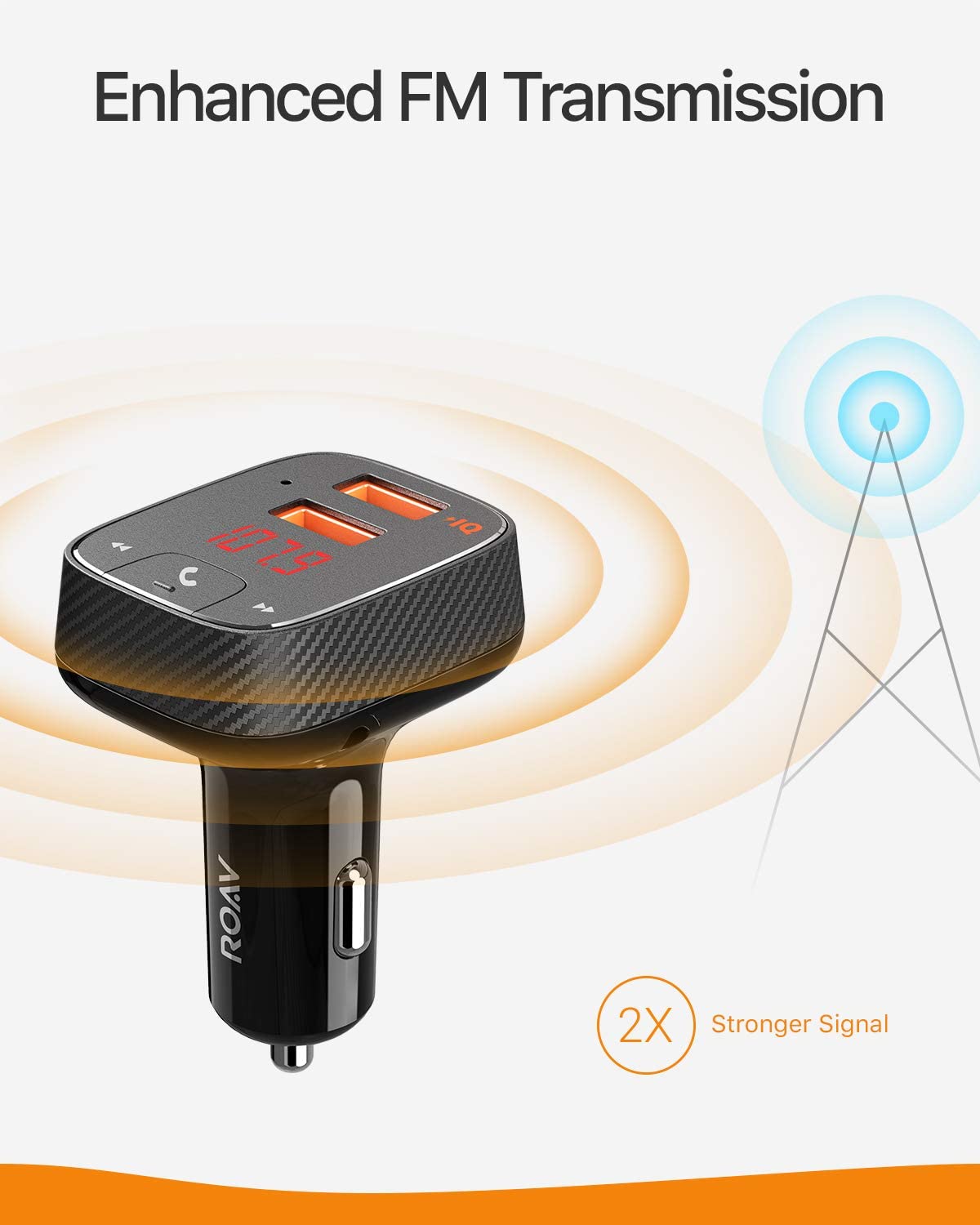 Roav SmartCharge F2 Car Bluetooth FM Transmitter and USB Charger