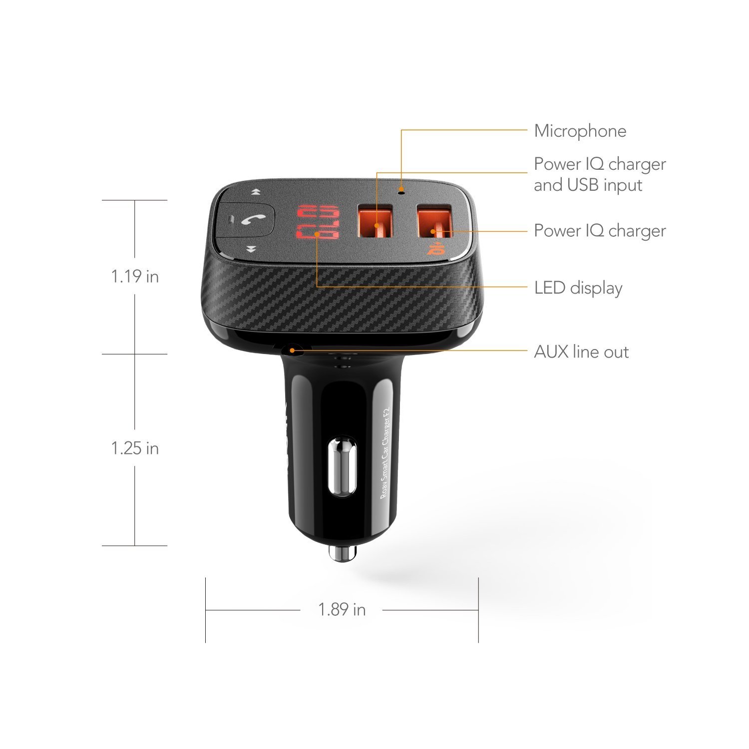 Roav SmartCharge F2 Car Bluetooth FM Transmitter and USB Charger