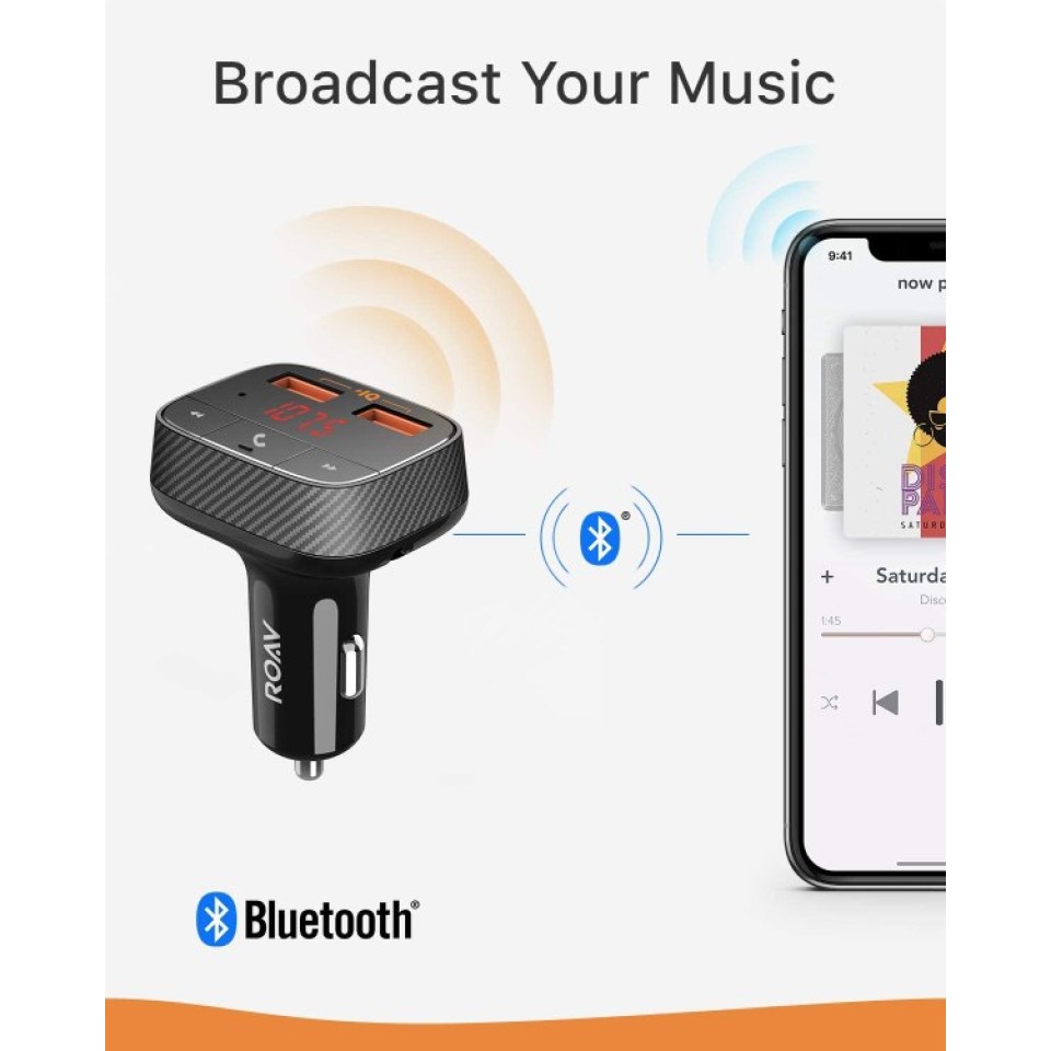 Anker Roav SmartCharge Car Kit F0 Bluetooth FM Transmitter with Car