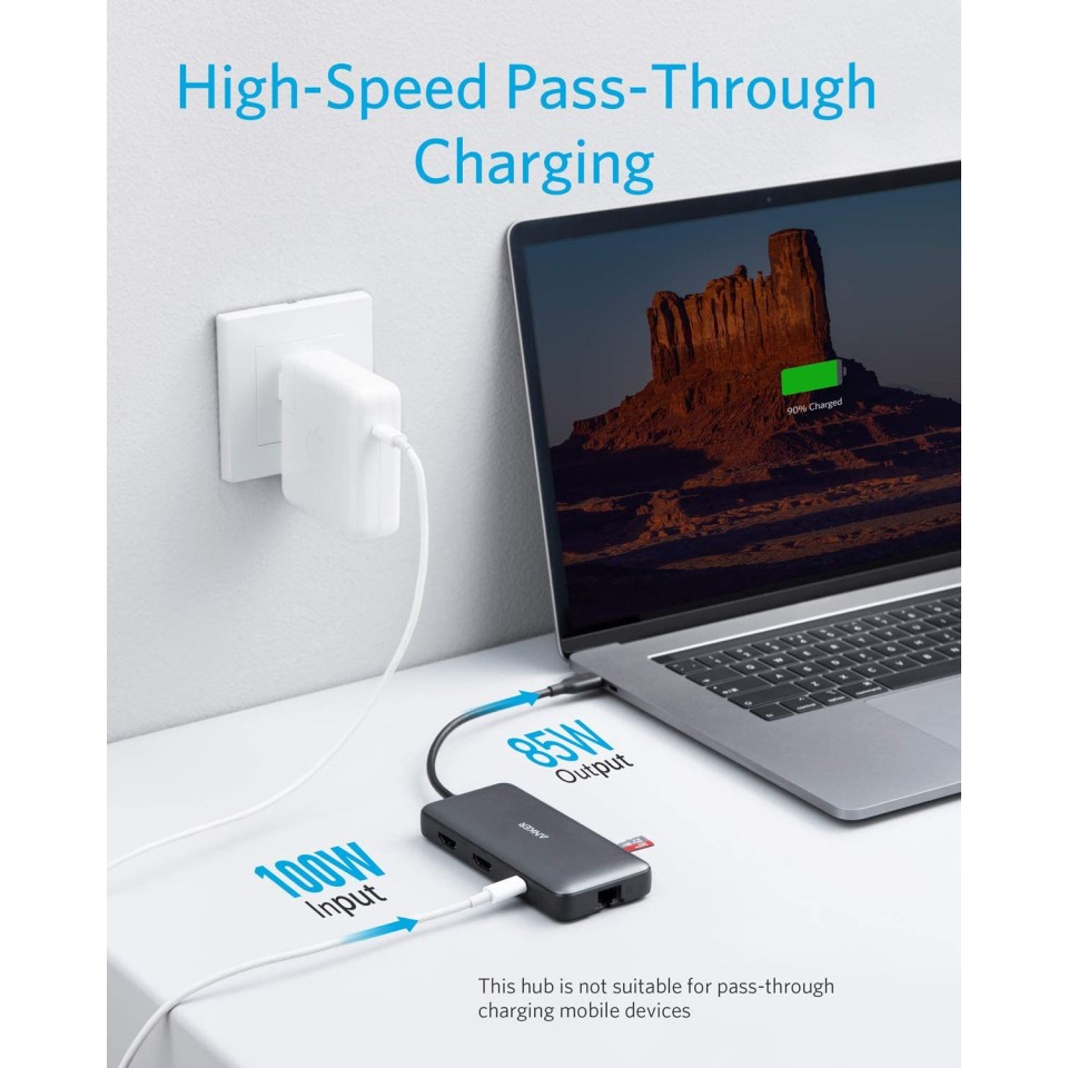 Anker PowerExpand 8-in-1 USB C Adapter with Dual 4K HDMI, 100W Power